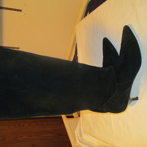 Black suede Heeled boots. Genuine Leather sz 41